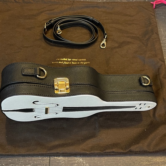 RARE Kate Spade Novelty Jazz Things Up Bass Violin Case Clutch Crossbody Bag - Picture 8 of 14